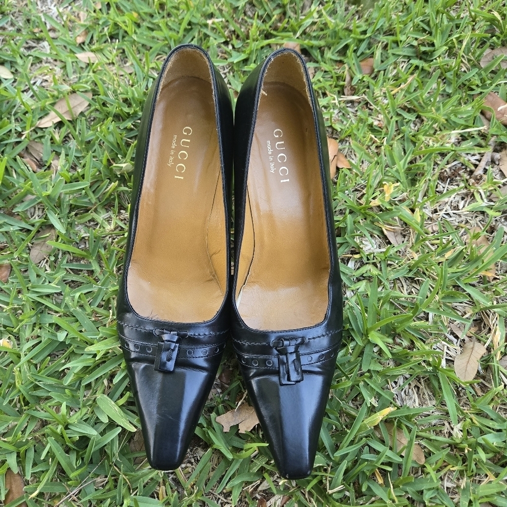 Gucci Classic Women's Mid-Heel Brown Leather Pump, Size 9B - Picture 3 of 13